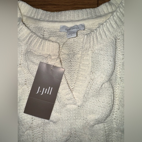 J. Jill Ivory Chenille Cable Knit Sweater NWT Small - Picture 5 of 8